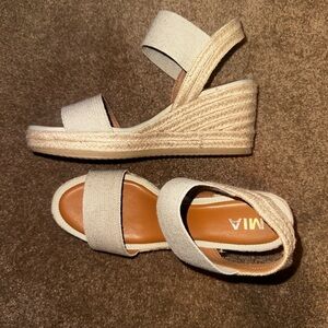 MIA Cream Wedge Espadrilles with Ankle Strap